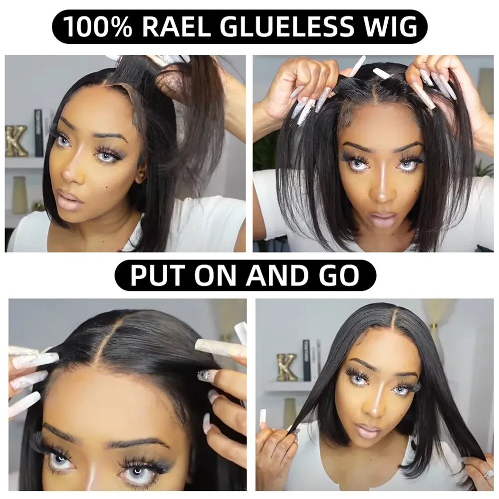 Glueless Wig Human Hair Ready to Wear Preplucked Bob Straight Human Hair Wigs 5X5 Hd Lace Closure Pre Cut 13X4 Lace Front Wigs