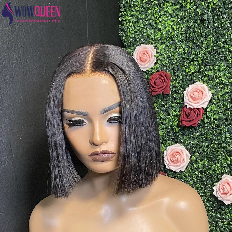 Wear and Go Bob Wig Straight Short Bob Hair Wig Human Hair Glueless Wig Human Hair Ready to Wear Pre Cut Lace 4X4 Closure Wig