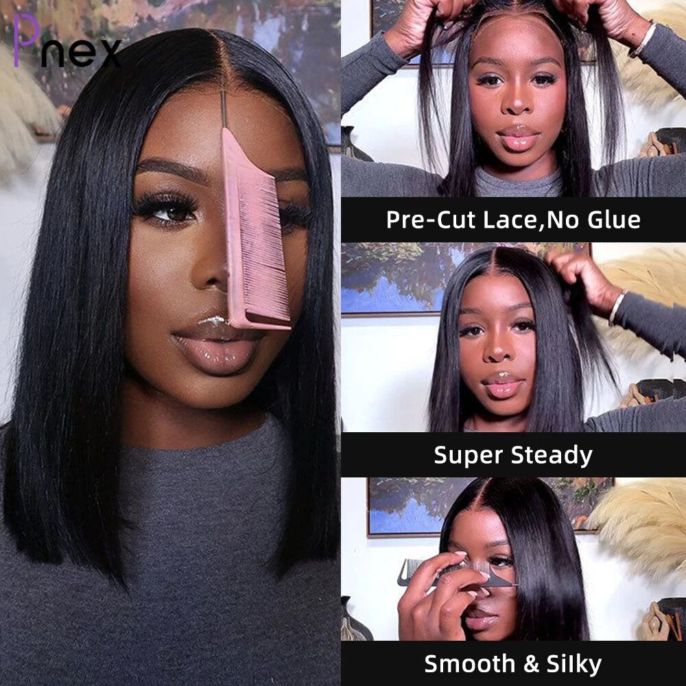 Glueless Wig Human Hair Ready to Wear Preplucked Bob Straight Human Hair Wigs 5X5 Hd Lace Closure Pre Cut 13X4 Lace Front Wigs